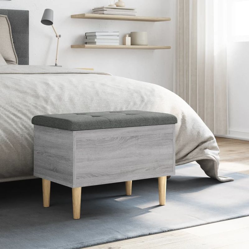 Casa si Gradina - Mobilier - Canapele si coltare - Banchete - Banca de depozitare, gri sonoma, 62x42x46 cm, lemn prelucrat - Infinity.ro