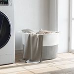 Casa si Gradina - Sanitare - Suporturi si accesorii baie - Accesorii baie - Cos de rufe, gri și alb, diametru 55x36 cm, bumbac - Infinity.ro