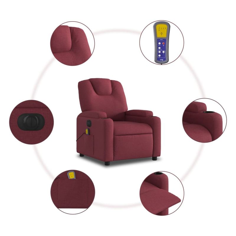 Ingrijire personala si Cosmetice - Sanatate si wellness - Articole wellness - Fotolii de masaj - Fotoliu electric de masaj rabatabil, rosu vin, textil - Infinity.ro