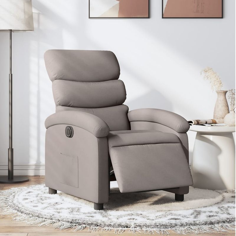 Casa si Gradina - Mobilier - Scaune si fotolii - Fotolii - Fotoliu rabatabil electric, gri taupe, material textil - Infinity.ro