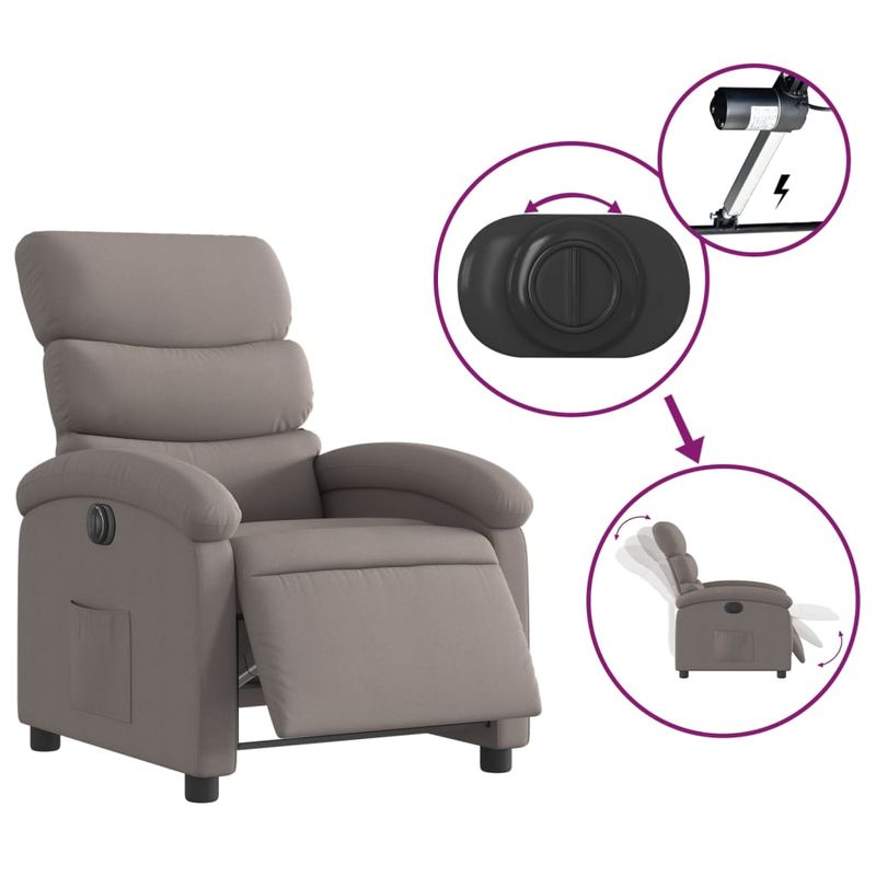 Casa si Gradina - Mobilier - Scaune si fotolii - Fotolii - Fotoliu rabatabil electric, gri taupe, material textil - Infinity.ro