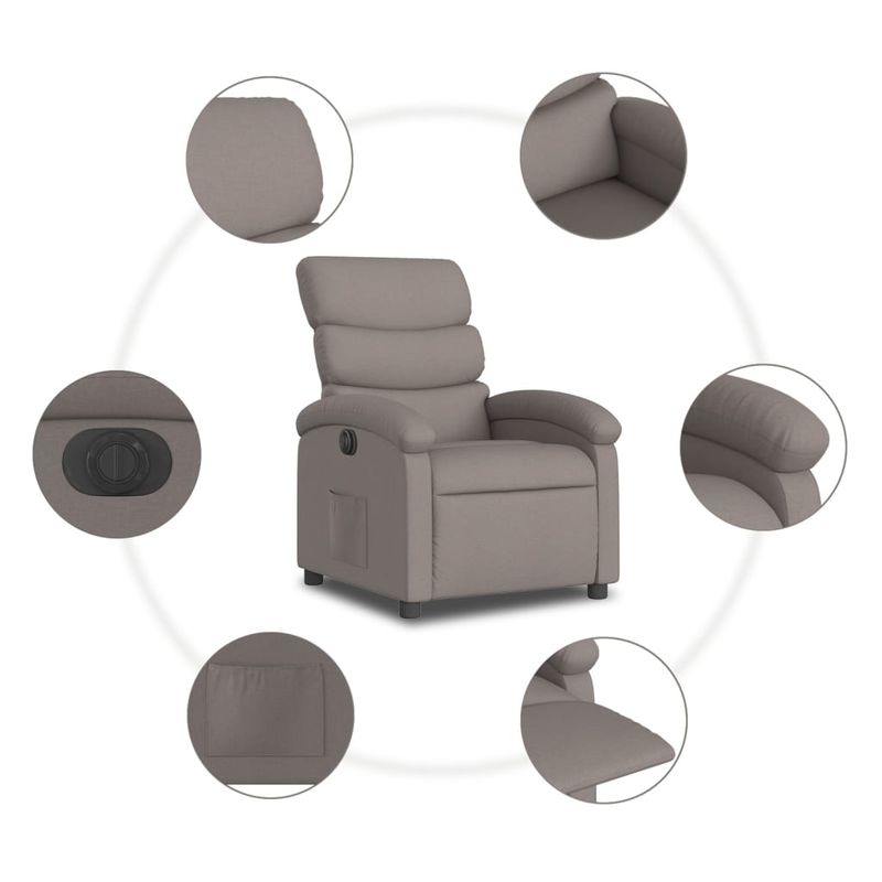 Casa si Gradina - Mobilier - Scaune si fotolii - Fotolii - Fotoliu rabatabil electric, gri taupe, material textil - Infinity.ro