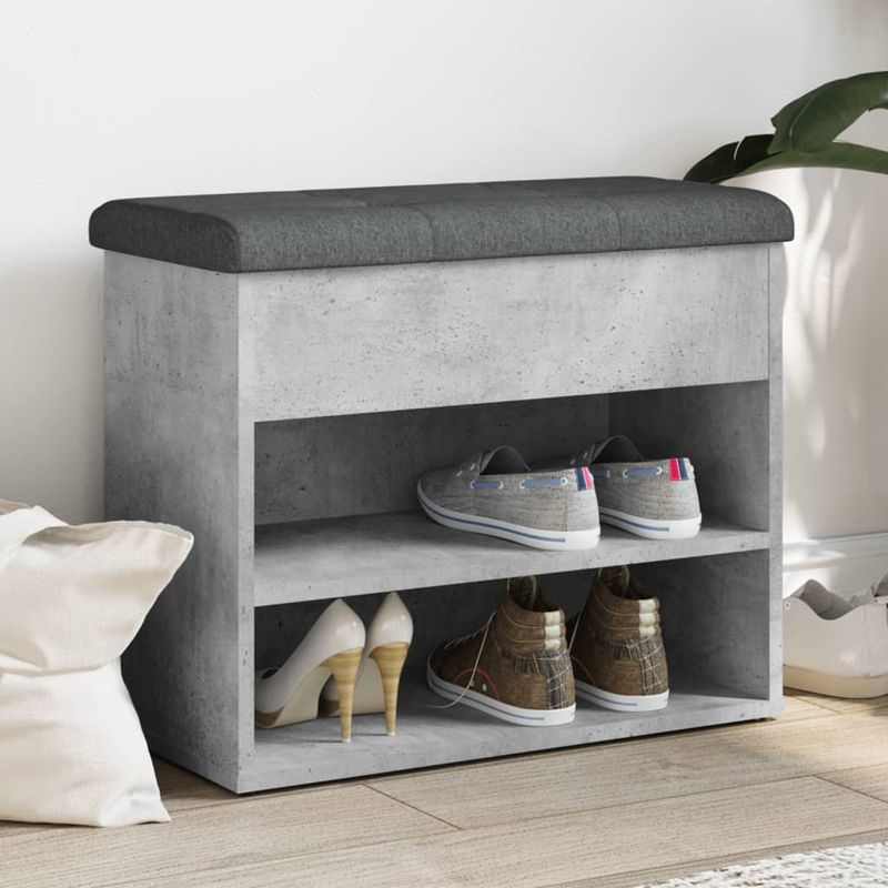 Casa si Gradina - Mobilier - Organizare si depozitare - Bancute - Banca de pantofi, gri beton, 62x32x50 cm, lemn prelucrat - Infinity.ro
