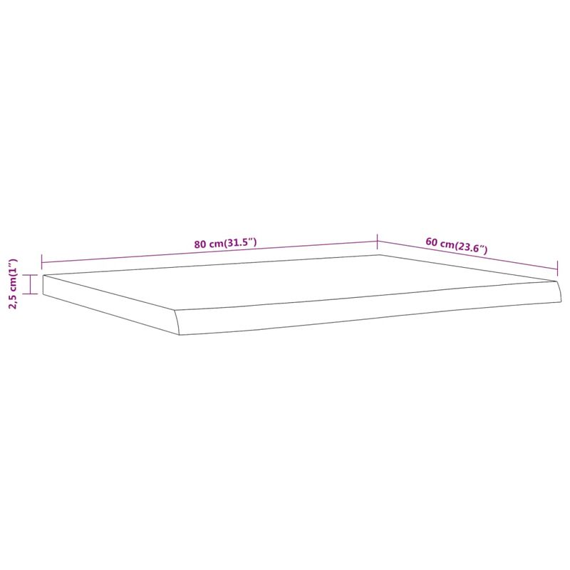 Casa si Gradina - Mobilier - Mobilier baie - Blaturi baie - Blat de baie, 80x60x2,5 cm, dreptunghiular, lemn masiv acacia - Infinity.ro
