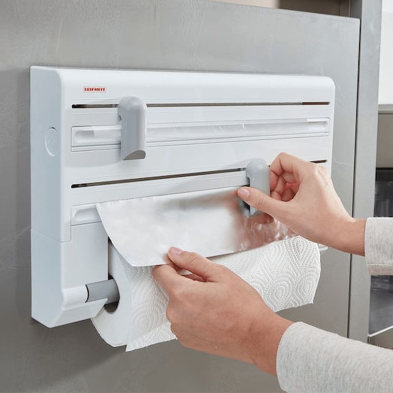 Casa si Gradina - Bucatarie si vesela - Organizare si depozitare bucatarie - Dispensere detergent - Leifheit Suport de perete pentru role Parat, alb 25703 - Infinity.ro