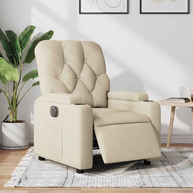 Casa si Gradina - Mobilier - Scaune si fotolii - Fotolii - Fotoliu rabatabil electric, crem, material textil - Infinity.ro