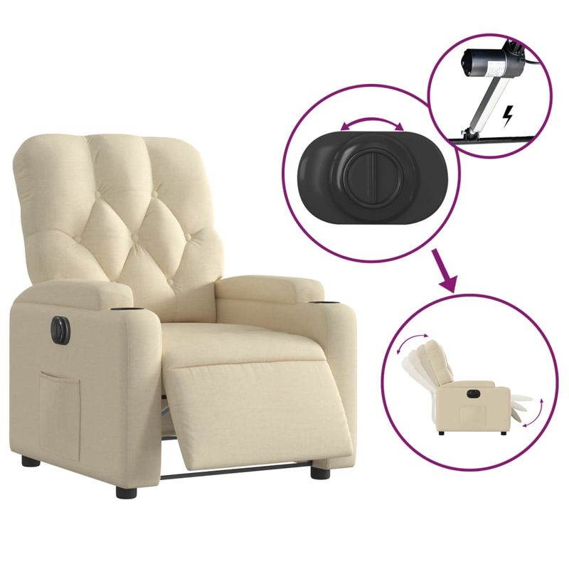 Casa si Gradina - Mobilier - Scaune si fotolii - Fotolii - Fotoliu rabatabil electric, crem, material textil - Infinity.ro