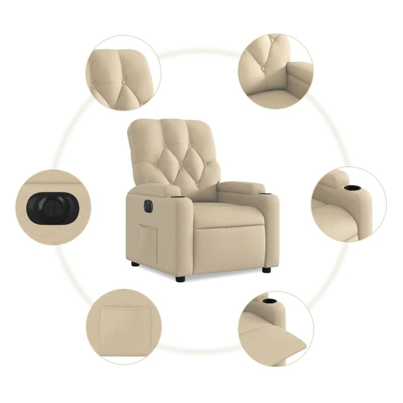 Casa si Gradina - Mobilier - Scaune si fotolii - Fotolii - Fotoliu rabatabil electric, crem, material textil - Infinity.ro
