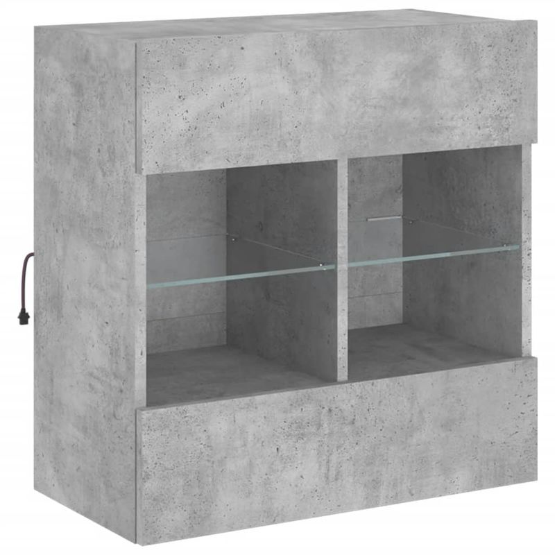 Casa si Gradina - Mobilier - Comode si corpuri - Comode - Comoda TV de perete cu lumini LED, gri beton, 58,5x30x60,5 cm - Infinity.ro