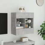 Casa si Gradina - Mobilier - Comode si corpuri - Comode - Comoda TV de perete cu lumini LED, gri beton, 58,5x30x60,5 cm - Infinity.ro