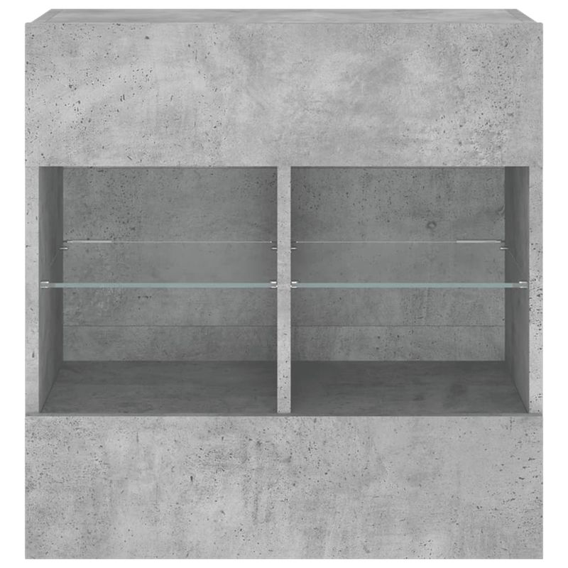 Casa si Gradina - Mobilier - Comode si corpuri - Comode - Comoda TV de perete cu lumini LED, gri beton, 58,5x30x60,5 cm - Infinity.ro
