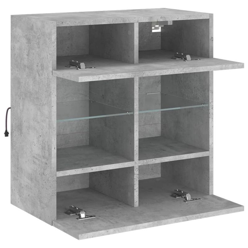 Casa si Gradina - Mobilier - Comode si corpuri - Comode - Comoda TV de perete cu lumini LED, gri beton, 58,5x30x60,5 cm - Infinity.ro