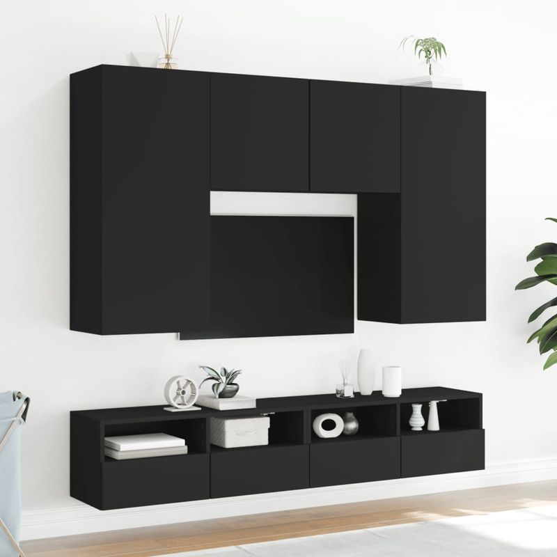 Casa si Gradina - Mobilier - Comode si corpuri - Comode - Comode TV de perete, negru, 80x30x30 cm, lemn prelucrat - Infinity.ro