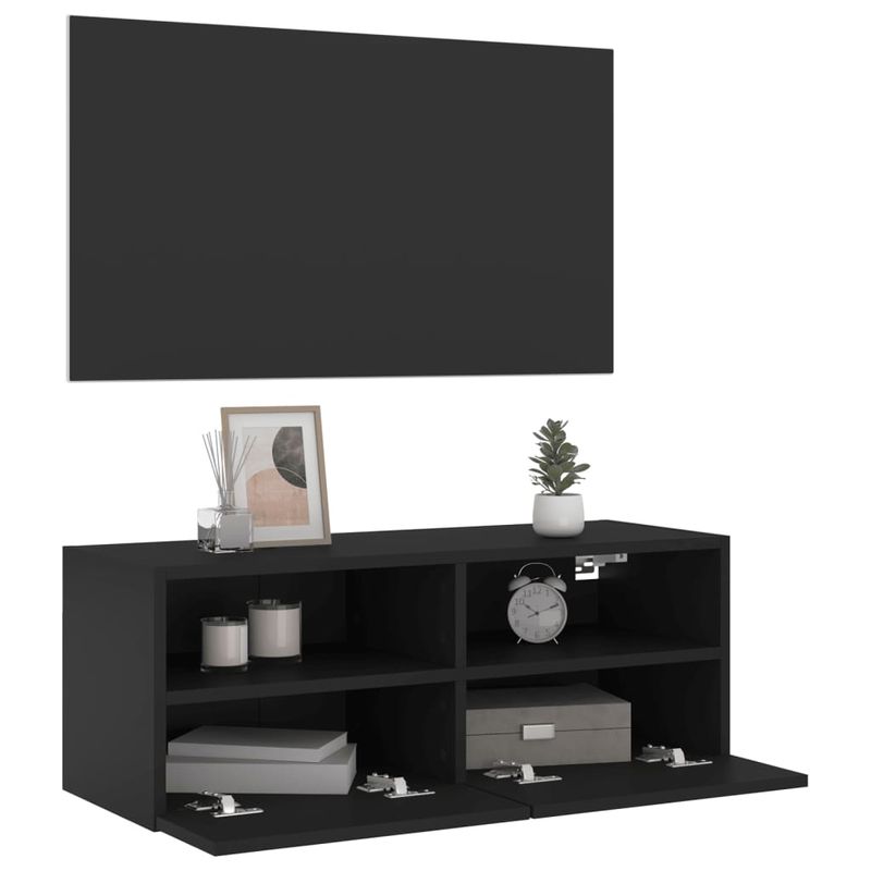 Casa si Gradina - Mobilier - Comode si corpuri - Comode - Comode TV de perete, negru, 80x30x30 cm, lemn prelucrat - Infinity.ro