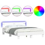 Casa si Gradina - Mobilier - Paturi si accesorii - Paturi - Cadru de pat cu tablie si LED, alb, 140x200 cm - Infinity.ro