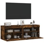 Casa si Gradina - Mobilier - Comode si corpuri - Comode - Comoda TV de perete cu LED, 2 buc. stejar fumuriu, 60x30x40 cm - Infinity.ro