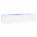 Casa si Gradina - Mobilier - Comode si corpuri - Comode - Comode TV de perete cu lumini LED, 2 buc., alb, 80x35x31 cm - Infinity.ro