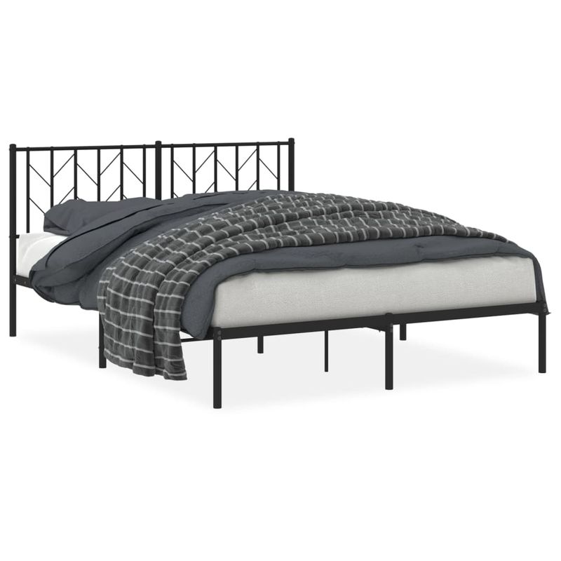 Casa si Gradina - Mobilier - Paturi si accesorii - Paturi - Cadru de pat metalic cu tablie, negru, 150x200 cm - Infinity.ro