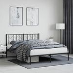 Casa si Gradina - Mobilier - Paturi si accesorii - Paturi - Cadru de pat metalic cu tablie, negru, 150x200 cm - Infinity.ro