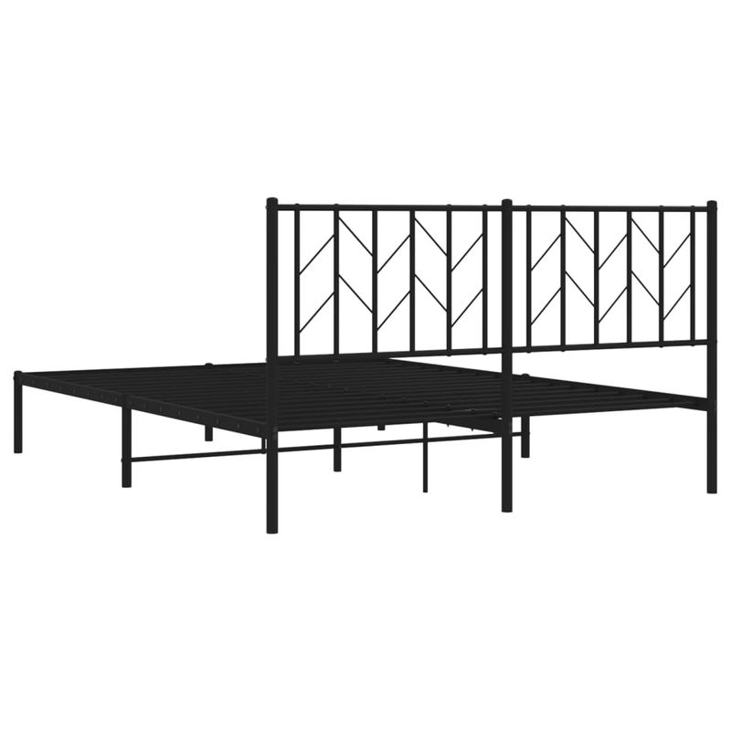 Casa si Gradina - Mobilier - Paturi si accesorii - Paturi - Cadru de pat metalic cu tablie, negru, 150x200 cm - Infinity.ro