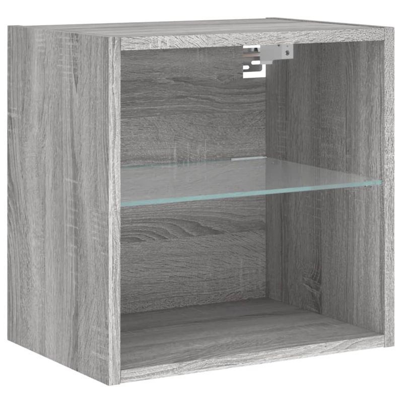 Casa si Gradina - Mobilier - Comode si corpuri - Comode - Noptiere cu lumini LED montate pe perete, 2 buc.,stejar fumuriu - Infinity.ro