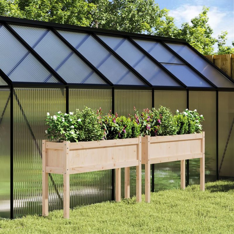 Casa si Gradina - Gradinarit si plante - Plante si ghivece - Ghivece si suporturi - Jardiniere de gradina cu picioare, 2 buc., lemn masiv de pin - Infinity.ro