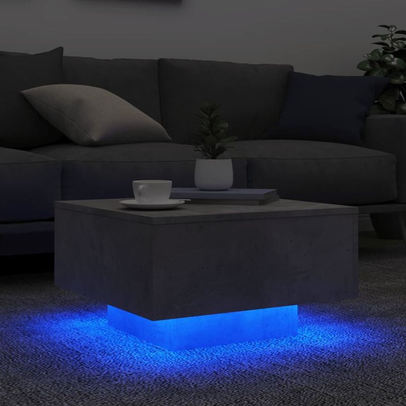 Casa si Gradina - Mobilier - Mese si birouri - Masute de cafea - Masuta de cafea cu lumini LED, gri beton, 55x55x31 cm - Infinity.ro