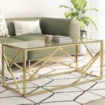 Casa si Gradina - Mobilier - Mese si birouri - Masute de cafea - Masuta de cafea, otel inoxidabil auriu si sticla securizata - Infinity.ro