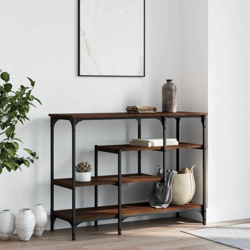 Casa si Gradina - Mobilier - Comode si corpuri - Console - Masuta consola cu rafturi, stejar maro, 100x35x75 cm - Infinity.ro