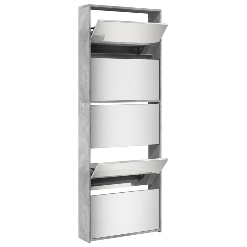 Casa si Gradina - Mobilier - Organizare si depozitare - Organizator incaltaminte - Pantofar cu oglinda, 5 niveluri, gri beton, 63x17x169,5 cm - Infinity.ro