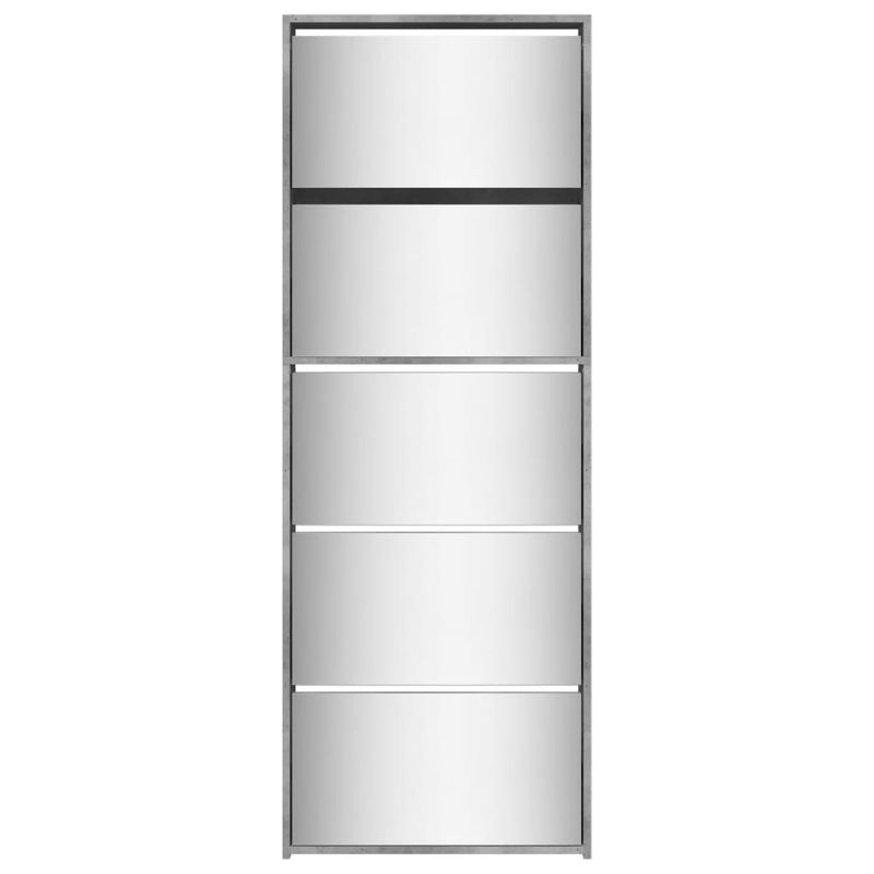 Casa si Gradina - Mobilier - Organizare si depozitare - Organizator incaltaminte - Pantofar cu oglinda, 5 niveluri, gri beton, 63x17x169,5 cm - Infinity.ro