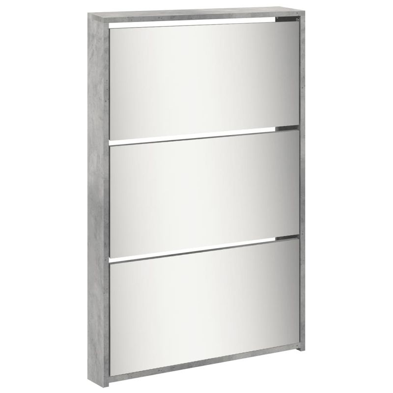 Casa si Gradina - Mobilier - Organizare si depozitare - Organizator incaltaminte - Pantofar cu oglinda, 5 niveluri, gri beton, 63x17x169,5 cm - Infinity.ro
