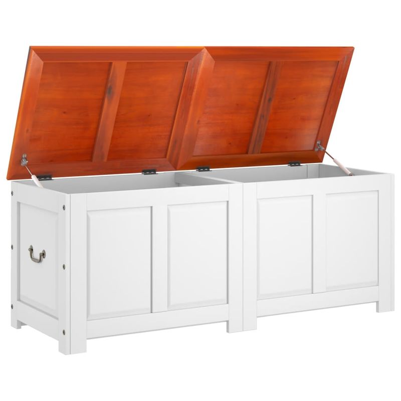 Casa si Gradina - Mobilier - Organizare si depozitare - Cufere si lazi - Cufar de depozitare cu capac, maro și alb, lemn masiv de acacia, mărime 150x55x57 cm - Infinity.ro