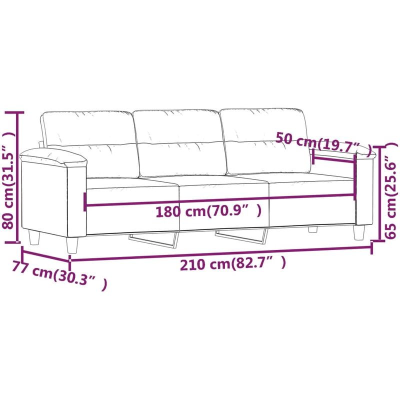 Casa si Gradina - Mobilier - Canapele si coltare - Canapele - Canapea cu 3 locuri, crem, 180 cm, tesatura microfibra - Infinity.ro