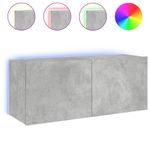Casa si Gradina - Mobilier - Comode si corpuri - Comode - Comoda TV de perete cu lumini LED, gri beton, 100x35x41 cm - Infinity.ro