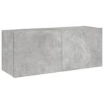 Casa si Gradina - Mobilier - Comode si corpuri - Comode - Comoda TV de perete cu lumini LED, gri beton, 100x35x41 cm - Infinity.ro