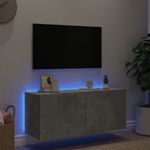 Casa si Gradina - Mobilier - Comode si corpuri - Comode - Comoda TV de perete cu lumini LED, gri beton, 100x35x41 cm - Infinity.ro