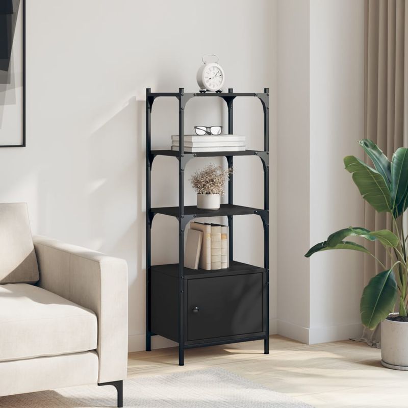 Casa si Gradina - Mobilier - Biblioteci si rafturi - Biblioteci - Biblioteca cu 3 niveluri, negru, 41x30x109,5 cm, lemn prelucrat - Infinity.ro