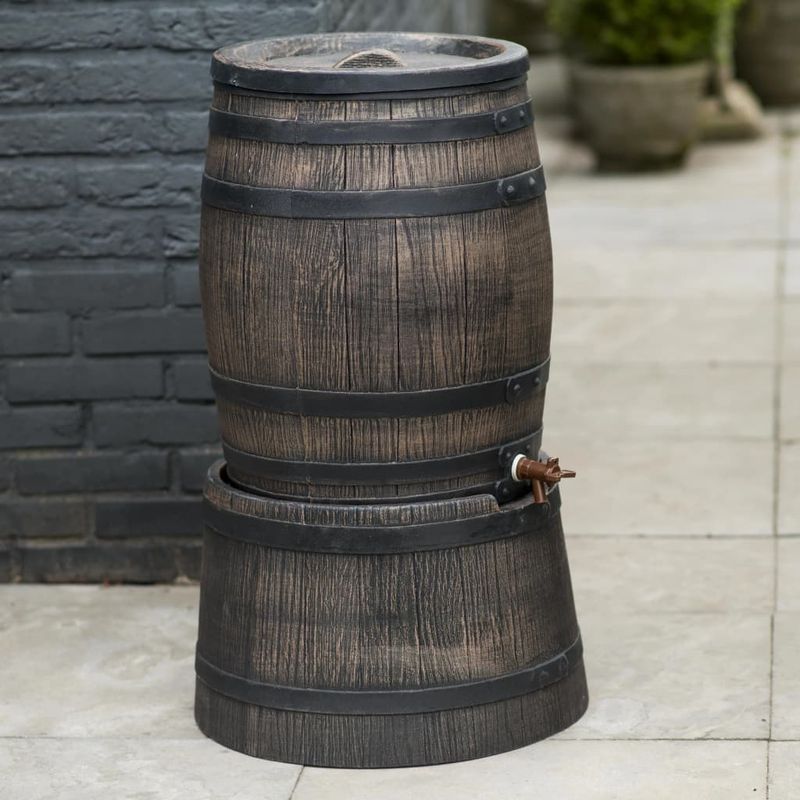 Casa si Gradina - Mobilier - Organizare si depozitare - Recipiente depozitare - Nature Suport butoi apa de ploaie, aspect de lemn, maro, 30,5x58 cm - Infinity.ro
