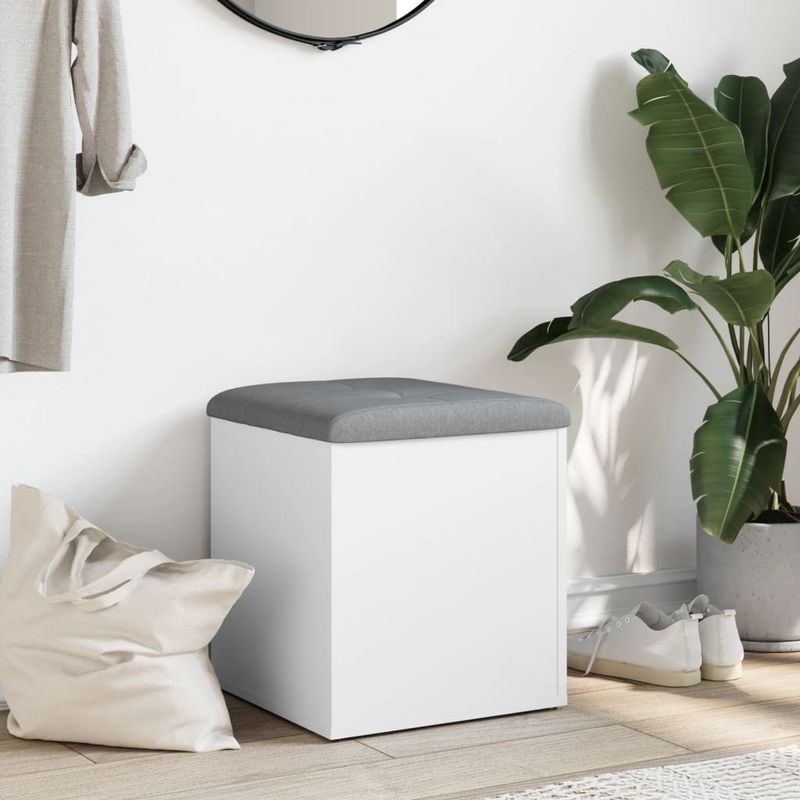 Casa si Gradina - Mobilier - Canapele si coltare - Banchete - Banca de depozitare, alb, 42x42x45 cm, lemn prelucrat - Infinity.ro