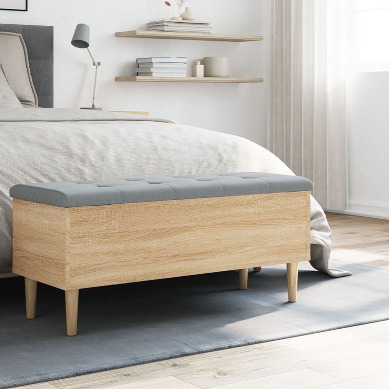 Casa si Gradina - Mobilier - Canapele si coltare - Banchete - Banca de depozitare stejar sonoma, 102x42x46 cm, lemn prelucrat - Infinity.ro