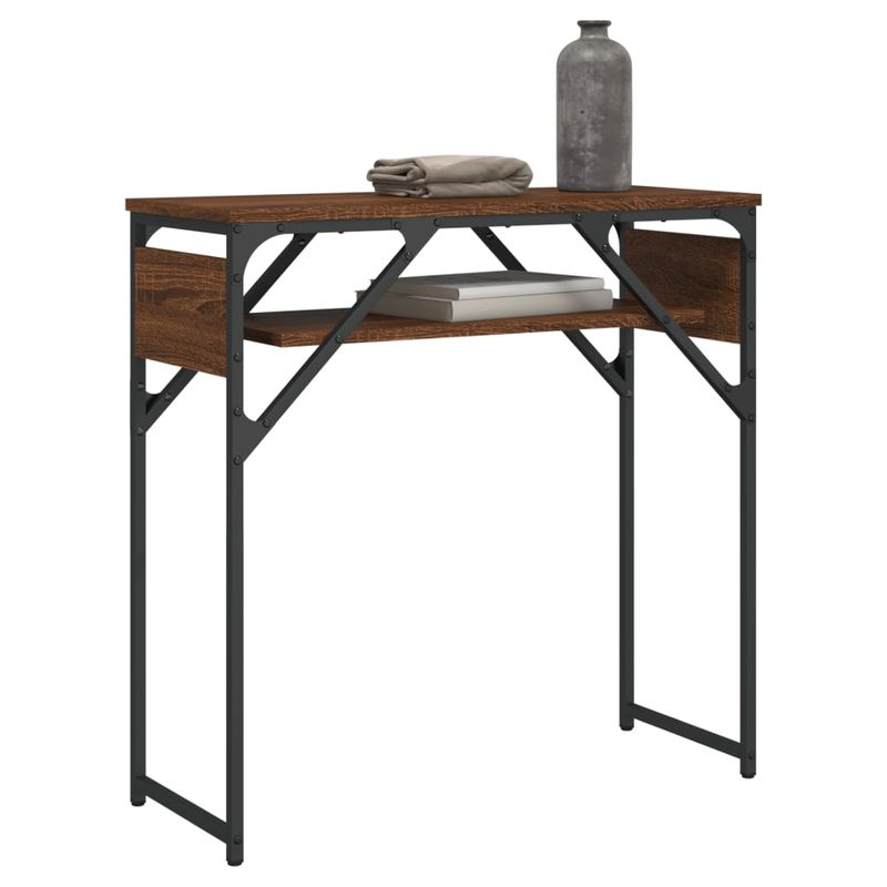 Casa si Gradina - Mobilier - Comode si corpuri - Console - Masuta consola cu raft stejar maro 75x30x75 cm lemn prelucrat - Infinity.ro