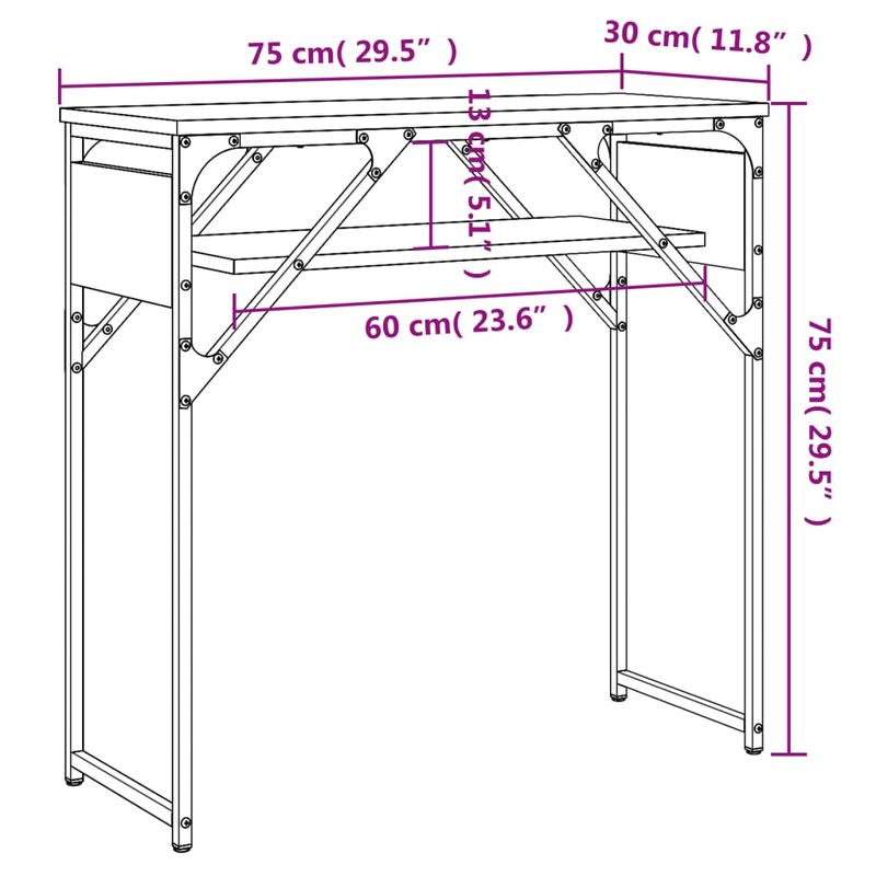 Casa si Gradina - Mobilier - Comode si corpuri - Console - Masuta consola cu raft stejar maro 75x30x75 cm lemn prelucrat - Infinity.ro