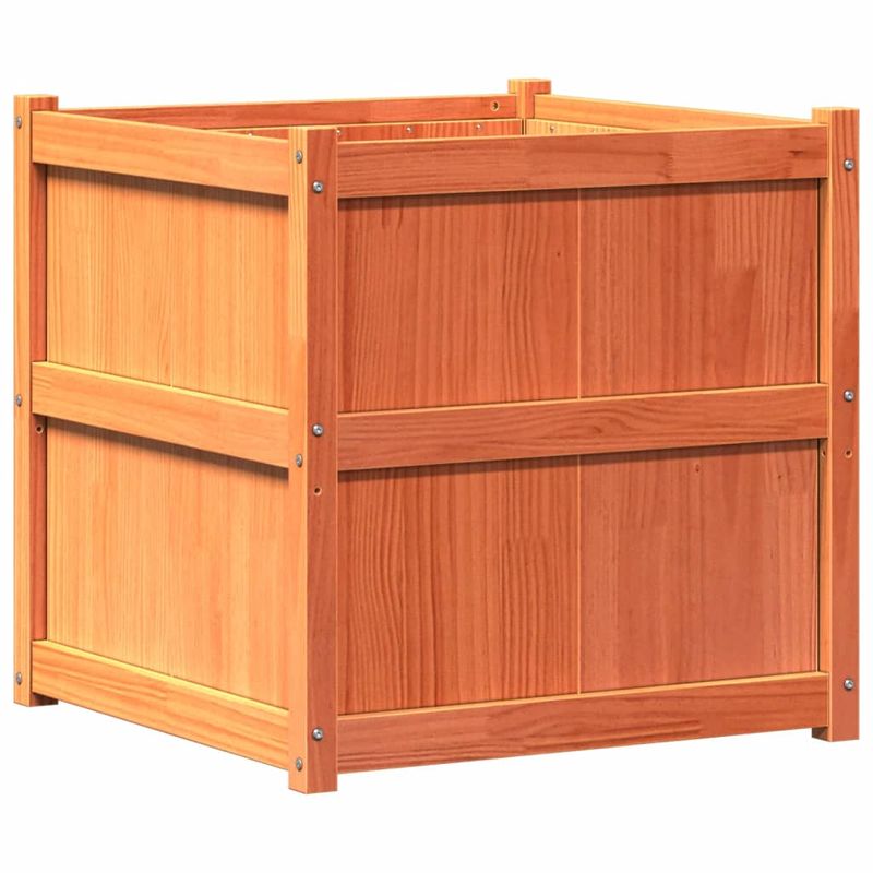 Casa si Gradina - Gradinarit si plante - Plante si ghivece - Ghivece si suporturi - Jardiniera de gradina, maro ceruit, 70x70x70 cm, lemn masiv pin - Infinity.ro