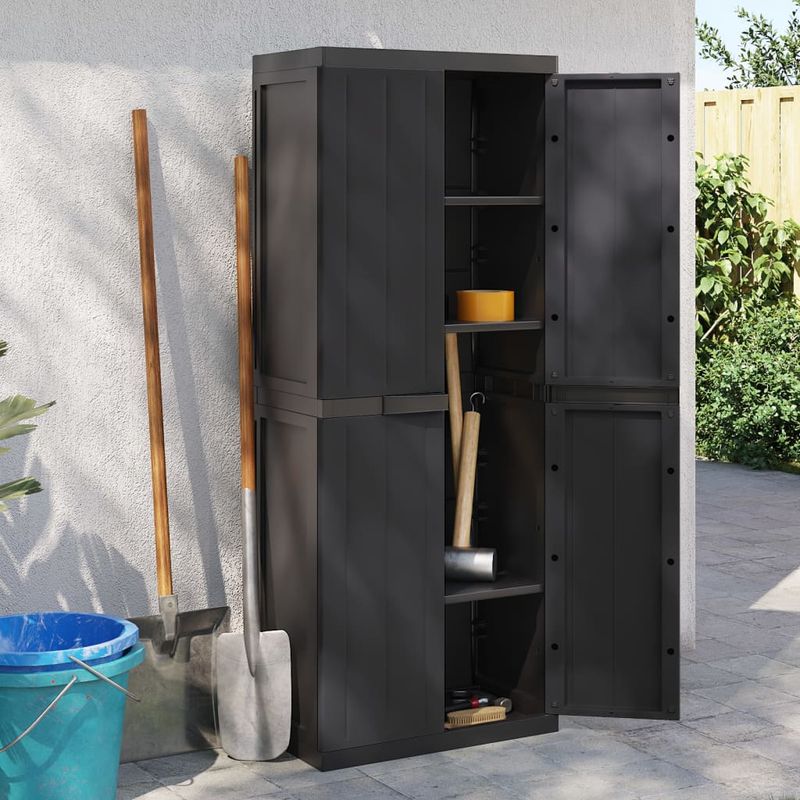 Casa si Gradina - Mobilier - Dulapuri si sifoniere - Dulapuri - Dulap depozitare de exterior, negru, 65x37x165 cm, PP, mărime 65x37x165 cm (63x31 cm) - Infinity.ro