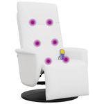 Ingrijire personala si Cosmetice - Sanatate si wellness - Articole wellness - Fotolii de masaj - Fotoliu de masaj rabatabil, cu taburet, alb, piele ecologica - Infinity.ro