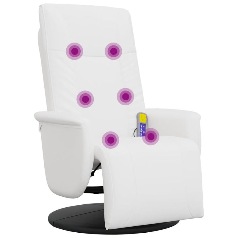 Ingrijire personala si Cosmetice - Sanatate si wellness - Articole wellness - Fotolii de masaj - Fotoliu de masaj rabatabil, cu taburet, alb, piele ecologica - Infinity.ro