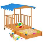 Jucarii, Copii si Bebe - Jucarii si jocuri - Jucarii de exterior - Casute si corturi copii - Casa de joaca pentru copii cu groapa nisip albastru lemn brad - Infinity.ro