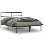Casa si Gradina - Mobilier - Paturi si accesorii - Paturi - Cadru de pat metalic cu tablie, negru, 135x190 cm - Infinity.ro