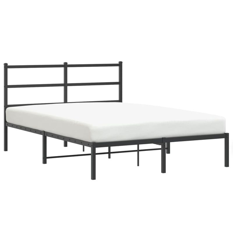 Casa si Gradina - Mobilier - Paturi si accesorii - Paturi - Cadru de pat metalic cu tablie, negru, 135x190 cm - Infinity.ro
